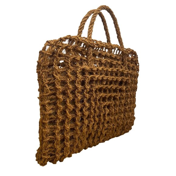 Women’s Natural Brown Woven Jute Open Weave Eco-Friendly Handbag Tote Bag - Picture 4 of 7